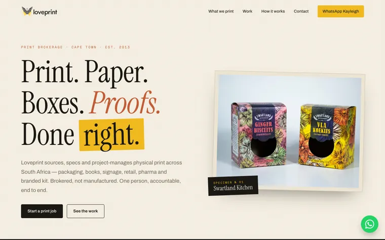 Loveprint website preview